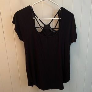 Black cutout T-shirt